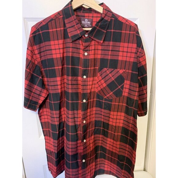 Akademiks Men’s Sz 3XL‎ Plaid Red Button Shirt Pocket - Picture 4 of 8